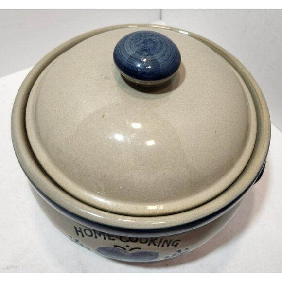 Salt Glaze Stoneware Home Sweet Home Round 9" Casserole DIsh With Lid - Picture 2 of 15